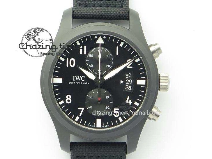 MIROTIME 0321 EasyCare Pilot Chrono IW388001 Real Ceramic ZF 1:1 Best Edition On Black Nylon Strap A 7279